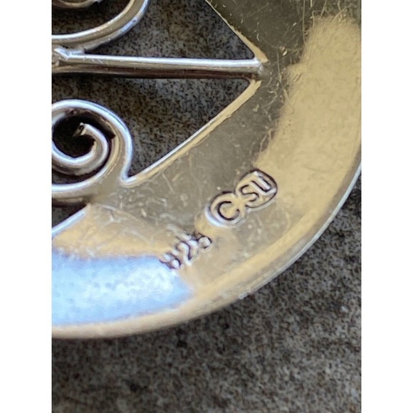 925 SU Sterling Silver Earrings Dangles Drops Vintage Circles Art Deco - Picture 9 of 10